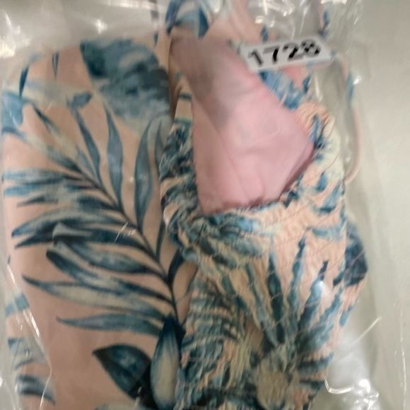 Bar111 ladies one Piece swimsuit pink and blue tropical print size medium M - Picture 7 of 8